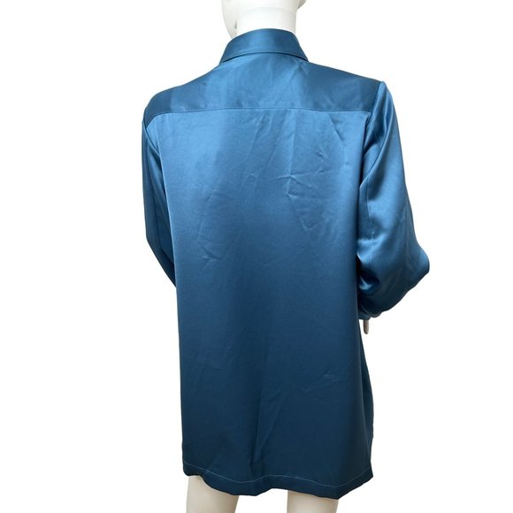 Adidas x Yohji Yamamoto Women’s Y-3 Tech Silk Shirt Blue XS Long Sleeves Collar - Picture 4 of 16